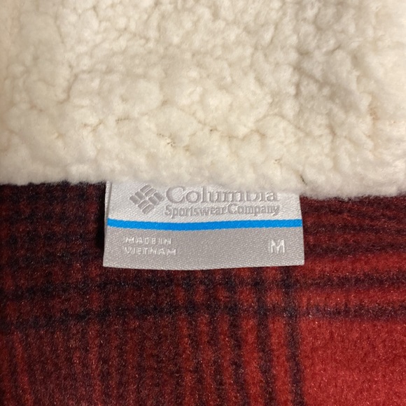 Red and Black Button Down Winter Vest With Hood - Picture 2 of 3